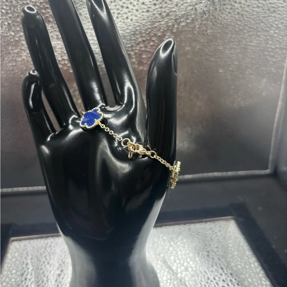 Elegant Blue Flower Blue Lapis, and Mother of Pearl Bracelet